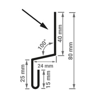 Sockelleiste | Typ 1 | 40 x 24 x 25 x 2000 mm | Stahl 0,75 mm | 25 µm Polyester | 9002 - Grauweiß #3