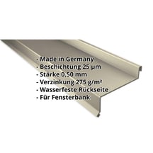 Sohlbank | 50 x 115 x 40 x 2000 mm | Stahl 0,50 mm | 25 µm Polyester | 1015 - Hellelfenbein #2