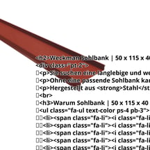 Sohlbank | 50 x 115 x 40 x 2000 mm | Stahl 0,50 mm | 35 µm Mattpolyester | 29 - Rot #2