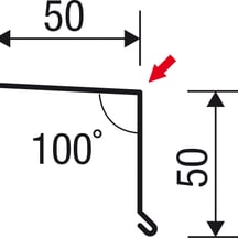 Traufenblech | 50 x 50 mm | 100° | Aluminium 0,70 mm | 25 µm Polyester | 9006 - Weißaluminium #6