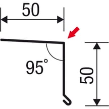 Traufenblech | 50 x 50 mm | 95° | Stahl 0,50 mm | 80 µm Shimoco | 9005 - Tiefschwarz #6