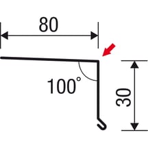 Traufenblech | 80 x 30 mm | 100° | Stahl 0,50 mm | 25 µm Polyester | 9010 - Reinweiß #6