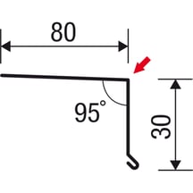 Traufenblech | 80 x 30 mm | 95° | Stahl 0,50 mm | 80 µm Shimoco | 9005 - Tiefschwarz #6