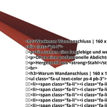 Wandanschluss | 160 x 115 mm | 95° | Stahl 0,50 mm | 35 µm Mattpolyester | 29 - Rot #2