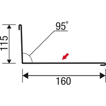 Wandanschluss | 160 x 115 mm | 95° | Stahl 0,50 mm | 35 µm Mattpolyester | 29 - Rot #5