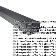Wandanschluss | 160 x 115 mm | 95° | Stahl 0,50 mm | 60 µm Puramid | 7016 - Anthrazitgrau #2