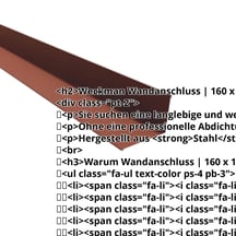 Wandanschluss | 160 x 115 mm | 95° | Stahl 0,50 mm | 80 µm Shimoco | 8004 - Kupferbraun #2