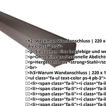 Wandanschluss | 220 x 150 mm | 95° | Stahl 0,50 mm | 25 µm Polyester | 8014 - Sepiabraun #2