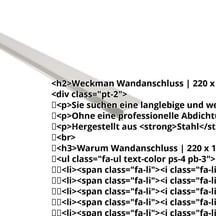 Wandanschluss | 220 x 150 mm | 95° | Stahl 0,63 mm | 25 µm Polyester | 9006 - Weißaluminium #2