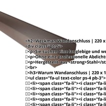 Wandanschluss | 220 x 150 mm | 95° | Stahl 0,75 mm | 25 µm Polyester | 8011 - Nussbraun #2