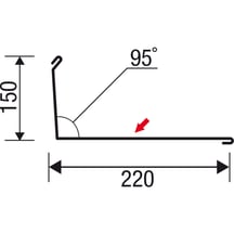 Wandanschluss | 220 x 150 mm | 95° | Stahl 0,50 mm | 35 µm Mattpolyester | 29 - Rot #5