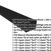 Wandanschluss | 220 x 150 mm | 95° | Stahl 0,50 mm | 35 µm Mattpolyester | 33 - Schwarz #2