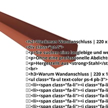 Wandanschluss | 220 x 150 mm | 95° | Stahl 0,50 mm | 35 µm Mattpolyester | 75 - Ziegelrot #2