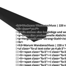 Wandanschluss | 220 x 150 mm | 95° | Stahl 0,50 mm | 80 µm Shimoco | 9005 - Tiefschwarz #2