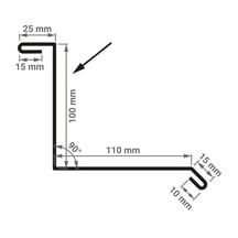 Wandanschluss | Typ 1 | 100 x 110 x 2000 | 90° | Stahl 0,75 mm | 25 µm Polyester | 9010 - Reinweiß #2
