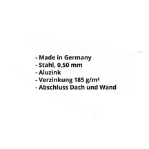 Wandanschluss | Typ 1 | 100 x 110 x 2000 mm | 90° | Stahl 0,50 mm | Aluzink | Silbergrau #2