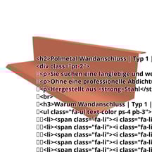 Wandanschluss | Typ 1 | 100 x 110 x 2000 mm | 90° | Stahl 0,50 mm | 35 µm Mattpolyester | 750 - Ziegelrot #2