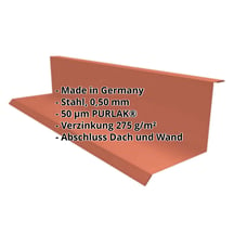 Wandanschluss | Typ 1 | 100 x 110 x 2000 mm | 90° | Stahl 0,50 mm | 50 µm PURLAK® | 8004 - Kupferbraun #2