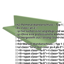 Wandanschluss | Typ 1 | 100 x 110 x 2000 mm | 90° | Stahl 0,50 mm | 25 µm Polyester | 6011 - Resedagrün #2