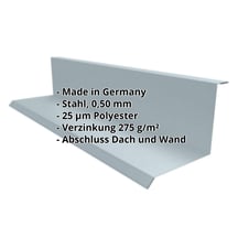 Wandanschluss | Typ 1 | 100 x 110 x 2000 mm | 90° | Stahl 0,50 mm | 25 µm Polyester | 7000 - Fehgrau #2