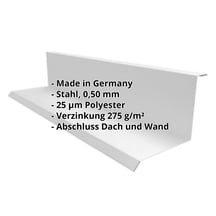 Wandanschluss | Typ 1 | 100 x 110 x 2000 mm | 90° | Stahl 0,50 mm | 25 µm Polyester | 9006 - Weißaluminium #2