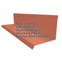 Wandanschluss | Typ 2 | 100 x 110 x 2000 mm | 90° | Stahl 0,50 mm | 35 µm Mattpolyester | 750 - Ziegelrot #2