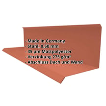 Wandanschluss | Typ 3 | 100 x 110 x 2000 mm | 90° | Stahl 0,50 mm | 35 µm Mattpolyester | 750 - Ziegelrot #2