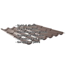 Pfannenblech 2/1060 | Sonderposten Stahl 0,40 mm | 25 µm Polyester | 8014 - Sepiabraun Pfannenblech 2/1060 | Sonderposten | Stahl 0,40 mm | 25 µm Polyester | 8014 - Sepiabraun #2