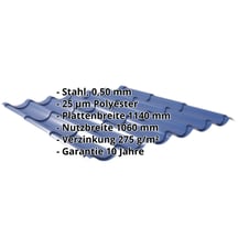 Pfannenblech 2/1060 Stahl 0,50 mm | 25 µm Polyester | 5010 - Enzianblau Pfannenblech 2/1060 | Stahl 0,50 mm | 25 µm Polyester | 5010 - Enzianblau #2