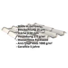 Pfannenblech EUROPA | Anti-Tropf 1000 g/m² | Stahl 0,50 mm | 25 µm Polyester | 9006 - Weißaluminium #2