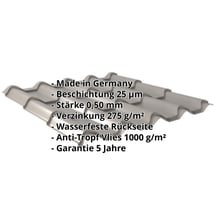 Pfannenblech EUROPA | Anti-Tropf 1000 g/m² | Stahl 0,50 mm | 25 µm Polyester | 9007 - Graualuminium #2