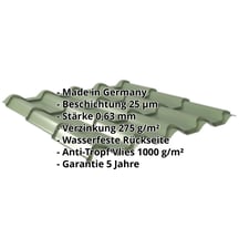 Pfannenblech EUROPA | Anti-Tropf 1000 g/m² | Stahl 0,63 mm | 25 µm Polyester | 6011 - Resedagrün #2