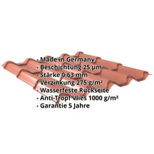 Pfannenblech EUROPA | Anti-Tropf 1000 g/m² | Stahl 0,63 mm | 25 µm Polyester | 8004 - Kupferbraun #2