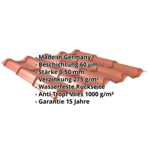 Pfannenblech EUROPA | Anti-Tropf 1000 g/m² | Stahl 0,50 mm | 60 µm TTHD | 8004 - Kupferbraun #2