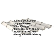 Pfannenblech EUROPA | Anti-Tropf 1000 g/m² | Aluminium 0,70 mm | 25 µm Polyester | 9006 - Weißaluminium #2