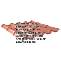 Pfannenblech EUROPA | Anti-Tropf 700 g/m² | Stahl 0,50 mm | 25 µm Polyester | 8004 - Kupferbraun #2