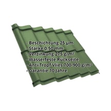 Pfannenblech Szafir 350/15 | Anti-Tropf 700 g/m² | Stahl 0,50 mm | 25 µm Polyester | 6011 - Resedagrün #2