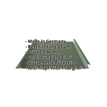 Stehfalzblech 33/500-LE | Dach | Anti-Tropf 1000 g/m² | Sonderposten | Stahl 0,40 mm | 25 µm Polyester | 6020 - Chromoxidgrün #2