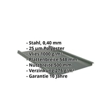 Stehfalzblech 33/500-LE | Dach | Anti-Tropf 1000 g/m² | Sonderposten | Stahl 0,40 mm | 25 µm Polyester | 6020 - Chromoxidgrün #2