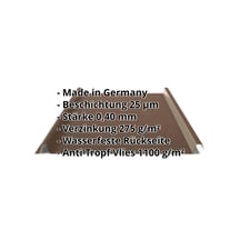 Stehfalzblech 33/500-LE | Dach | Anti-Tropf 1000 g/m² | Sonderposten | Stahl 0,40 mm | 25 µm Polyester | 8014 - Sepiabraun #2