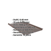 Stehfalzblech 33/500-LE | Dach | Anti-Tropf 1000 g/m² | Sonderposten | Stahl 0,40 mm | 25 µm Polyester | 8014 - Sepiabraun #2