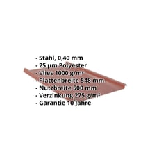 Stehfalzblech 33/500-LE | Dach | Anti-Tropf 1000 g/m² | Sonderposten | Stahl 0,40 mm | 25 µm Polyester | 8012 - Rotbraun #2