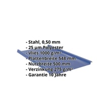 Stehfalzblech 33/500-LE | Dach | Anti-Tropf 1000 g/m² | Stahl 0,50 mm | 25 µm Polyester | 5010 - Enzianblau #2