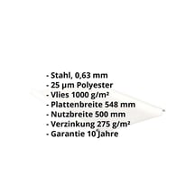 Stehfalzblech 33/500-LE | Dach | Anti-Tropf 1000 g/m² | Stahl 0,63 mm | 25 µm Polyester | 9010 - Reinweiß #2