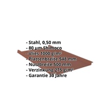 Stehfalzblech 33/500-LE | Dach | Anti-Tropf 1000 g/m² | Stahl 0,50 mm | 80 µm Shimoco | 8004 - Kupferbraun #2