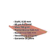 Stehfalzblech 33/500-LE | Dach | Anti-Tropf 700 g/m² Stahl 0,50 mm | 60 µm Puramid | 8004 - Kupferbraun Stehfalzblech 33/500-LE | Dach | Anti-Tropf 700 g/m² | Stahl 0,50 mm | 60 µm Puramid | 8004 - Kupferbraun #2
