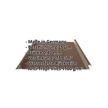 Stehfalzblech 33/500-LR | Dach | Anti-Tropf 1000 g/m² | Sonderposten | Stahl 0,40 mm | 25 µm Polyester | 8014 - Sepiabraun #2