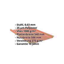 Stehfalzblech 33/500-LR | Dach | Anti-Tropf 1000 g/m² | Stahl 0,63 mm | 25 µm Polyester | 8004 - Kupferbraun #2