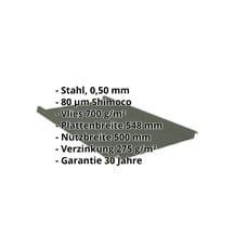 Stehfalzblech 33/500-LR | Dach | Anti-Tropf 700 g/m² | Stahl 0,50 mm | 80 µm Shimoco | 6020 - Chromoxidgrün #2