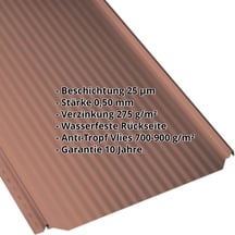Stehfalzblech PD-510-S | Mikro | Anti-Tropf 700 g/m² Stahl 0,50 mm | 25 µm Polyester | 8004 - Kupferbraun Stehfalzblech PD-510-S | Mikro | Anti-Tropf 700 g/m² | Stahl 0,50 mm | 25 µm Polyester | 8004 - Kupferbraun #2